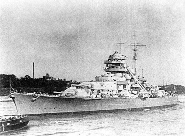 Tirpitz heading out for sea trials.