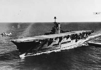 HMS Ark Royal with two Fairey Swordfish, 1939.