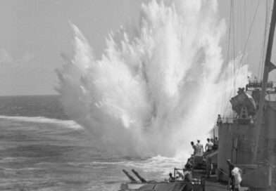 Explosion behind HMS Ceylon.