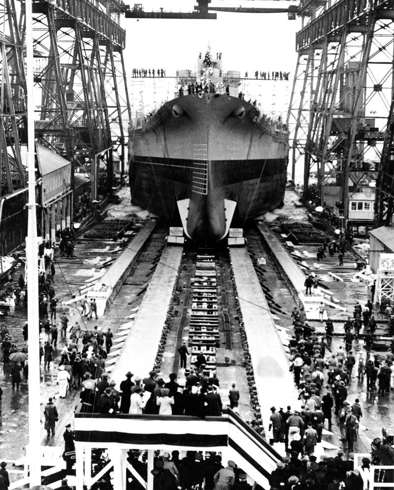 Launching USS Alabama. 