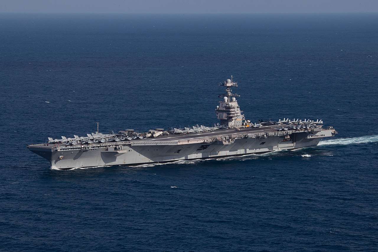 USS Gerald R. Ford pictured in the Atlantic Ocean, 9 October 2022.