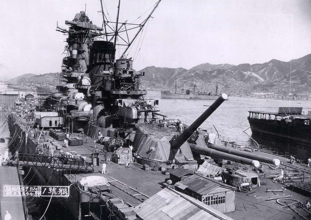 Battleship Yamato under construction.