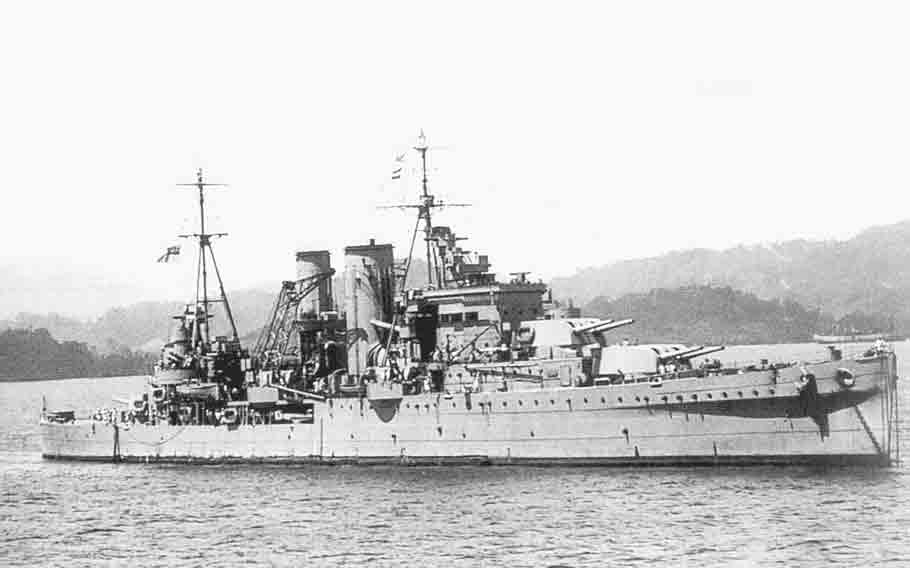 HMS Exeter pictured in 1942. 