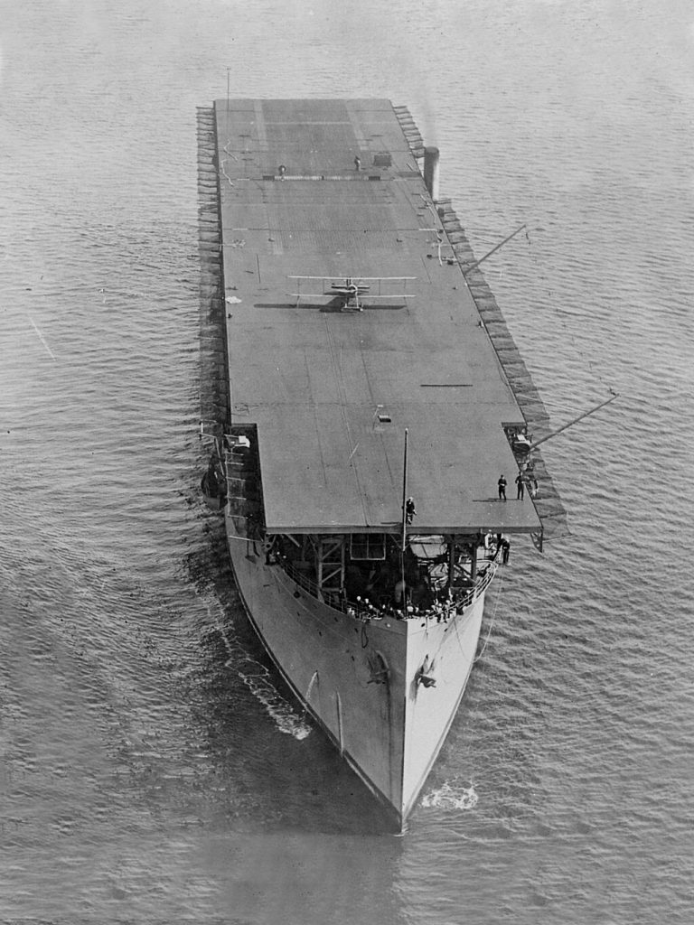 An aerial view of USS Langley. 