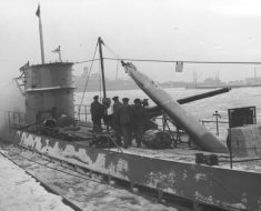 Loading a torpedo into a U-Boat in Wilhelmshaven.