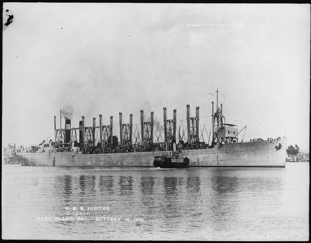 The collier USS Jupiter before becoming USS Langley. 