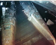 U-3506, U-3004 and U-250S were scuttled inside the pen