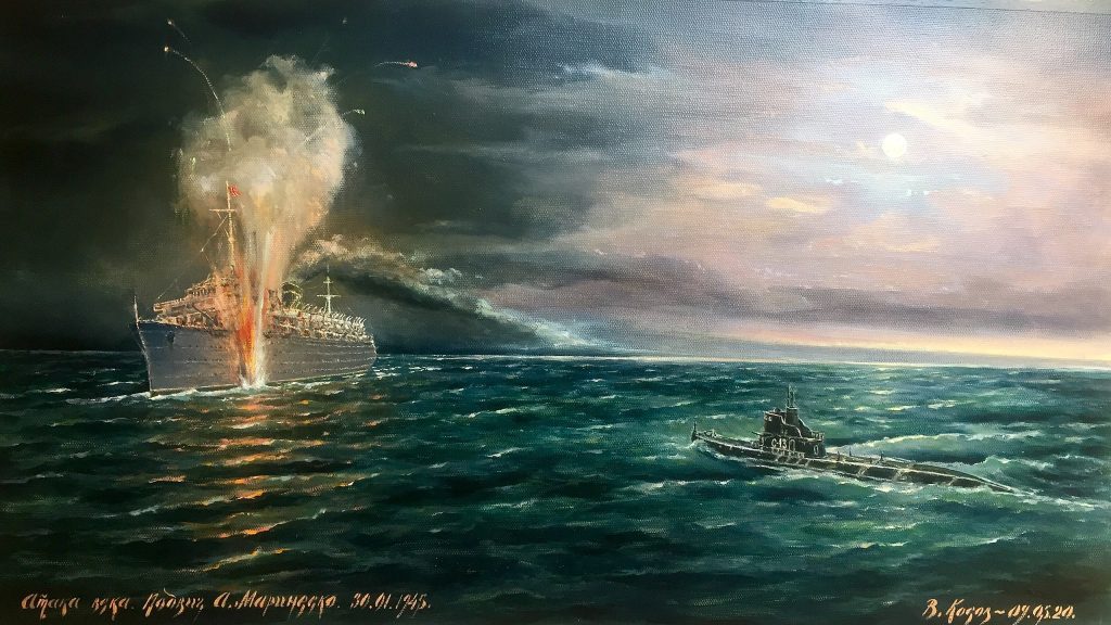 Painting of the Wilhelm Gustloff sinking. 