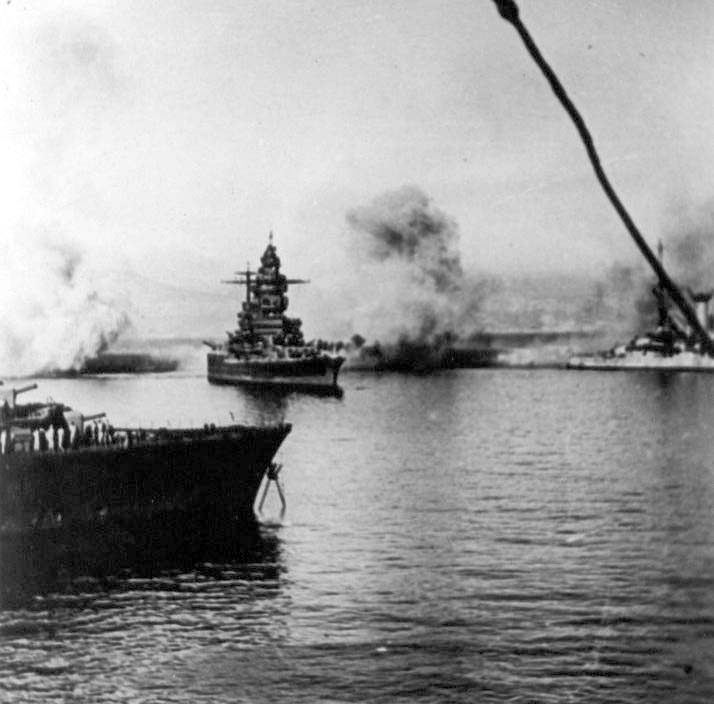 Dunkerque under fire during Operation Catapult. 