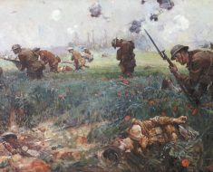 A painting depicting the Battle of Belleau Wood from 1919.