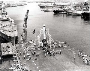 One of the rockets on the deck of the Midway during the lead up to Operation Sandy. 