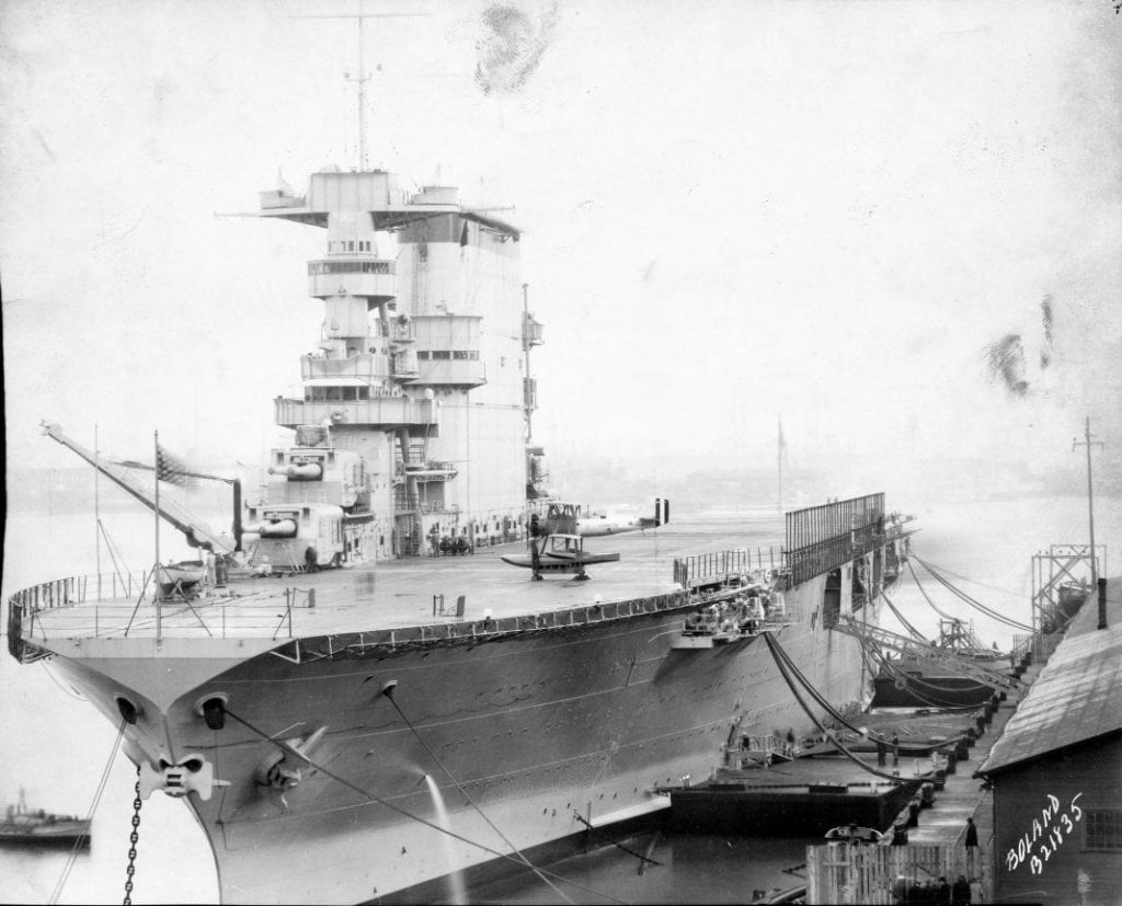 USS Lexington moored at the Baker docks in Tacoma during the crisis. 