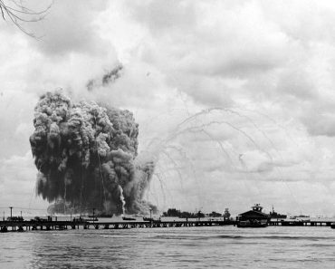 USS Mount Hood exploding.