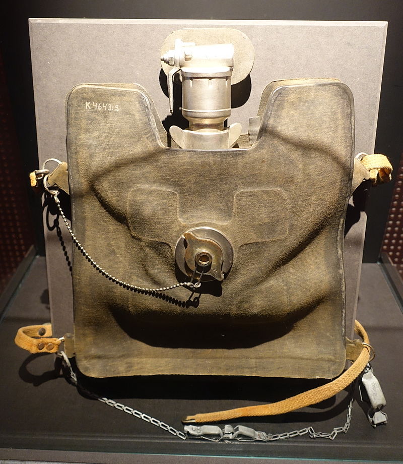 A Momsen Lung on display in the Marinmuseum, Karlskrona, Sweden.